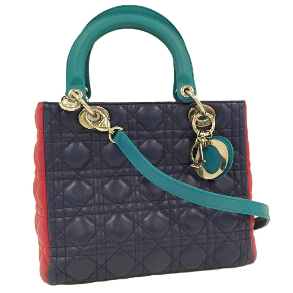 Dior Lady Dior Cannage 2-Way Bag Leather Tricolor