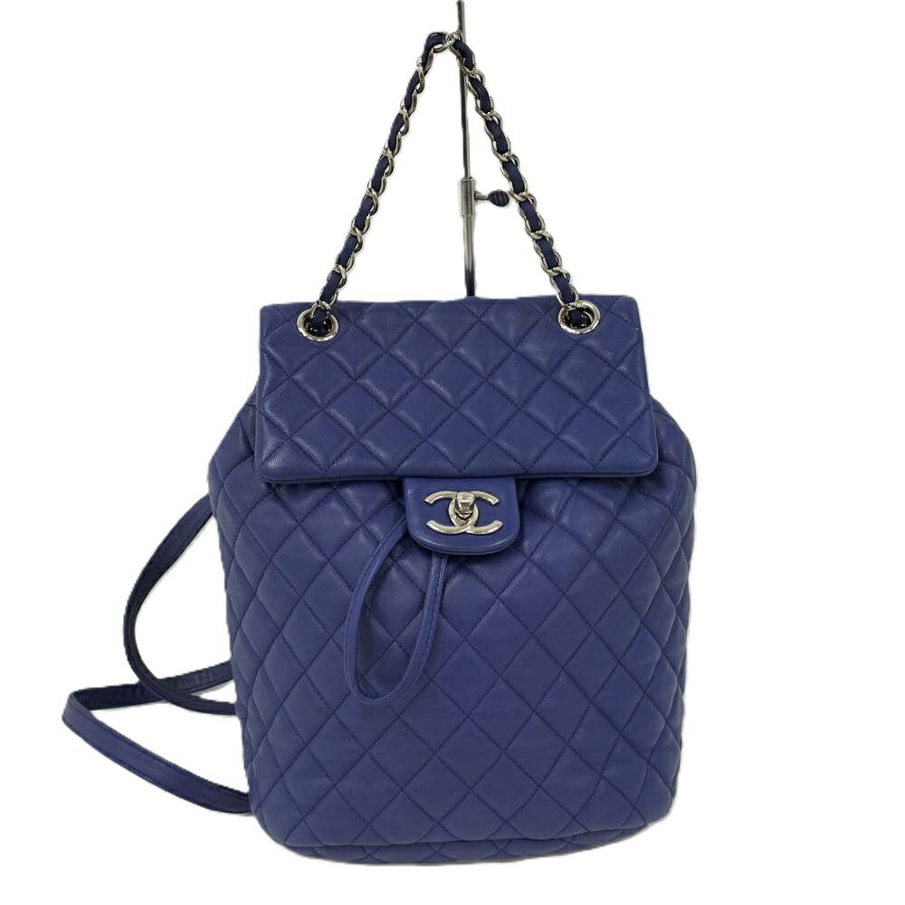 Chanel Backpack Quilted Lambskin Blue