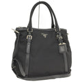 Prada 2-Way Handbag Black Tessuto Leather