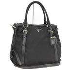 Prada 2-Way Handbag Black Tessuto Leather