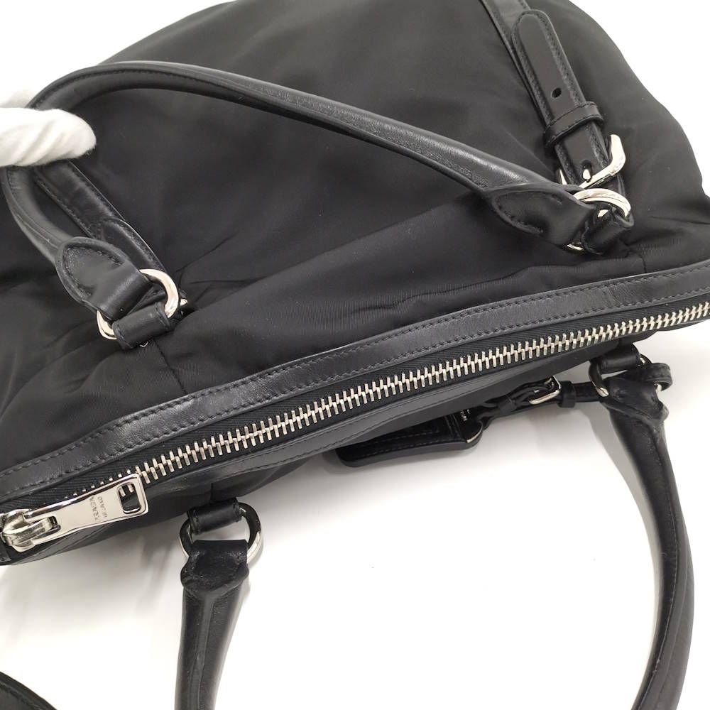 Prada 2-Way Handbag Black Tessuto Leather — view 8