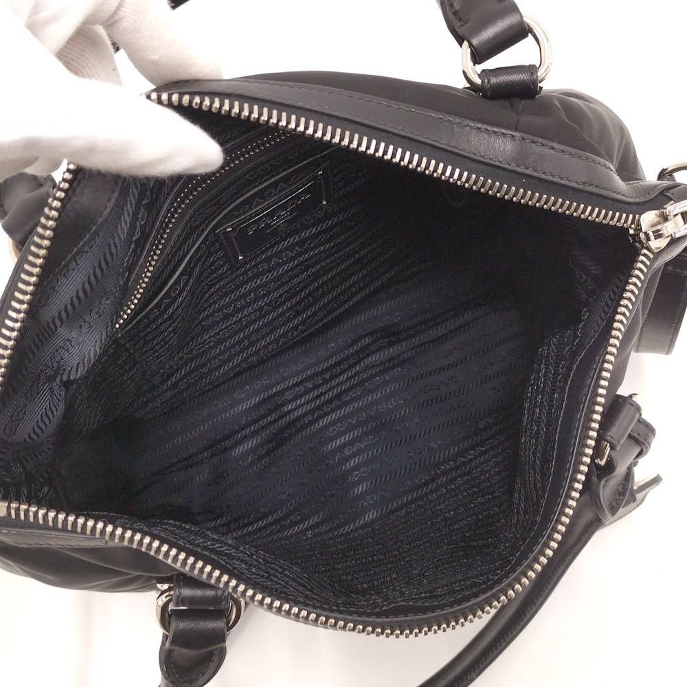 Prada 2-Way Handbag Black Tessuto Leather — view 9