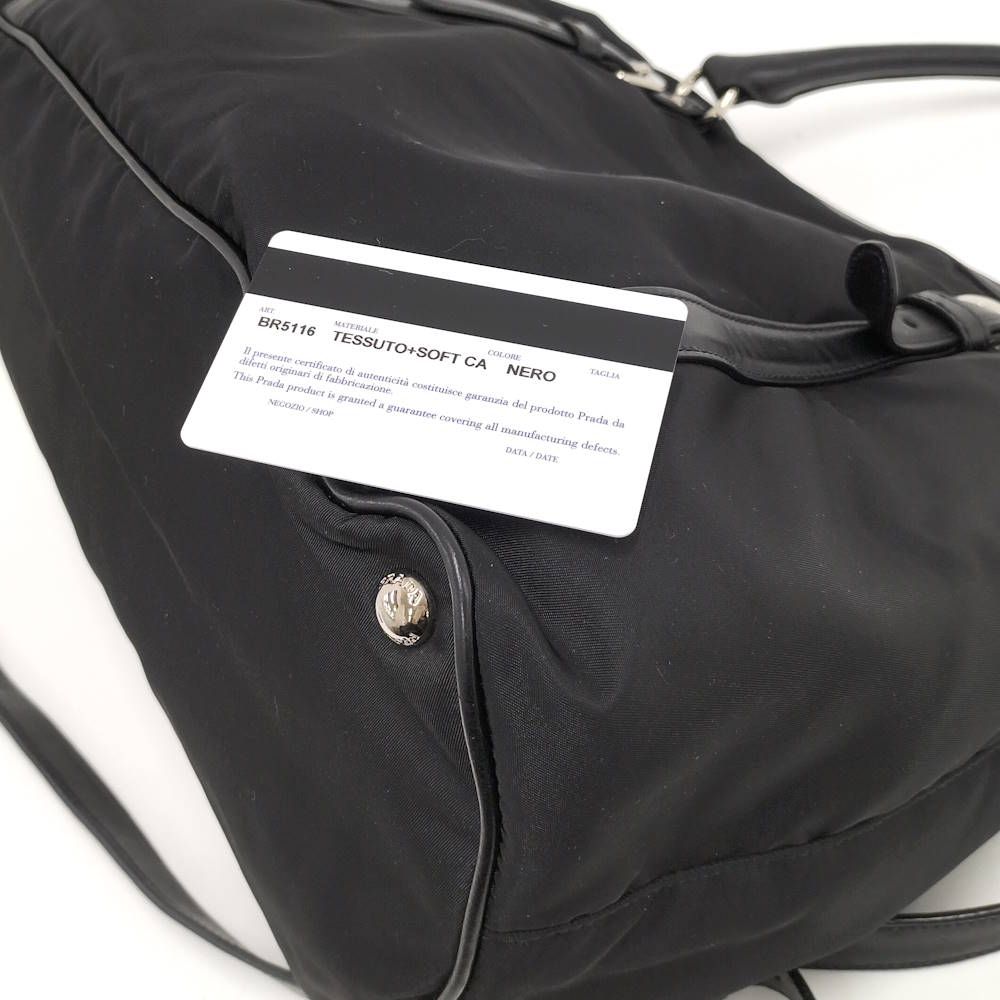 Prada 2-Way Handbag Black Tessuto Leather — view 4