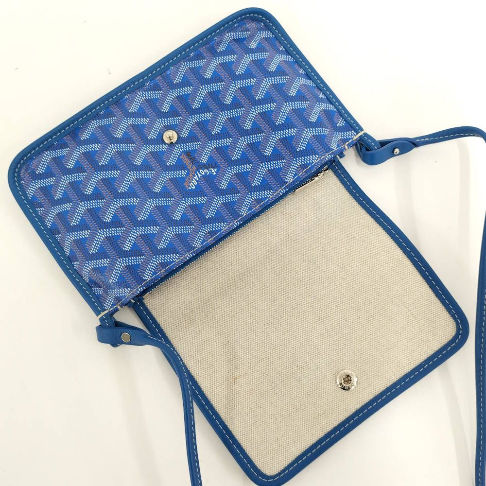 Goyard Blume Pouch Wallet Blue Canvas Leather — view 5
