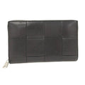 Bottega Veneta Cassette Zip Around Wallet Maxi Intrecciato Leather Black
