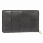 Bottega Veneta Cassette Zip Around Wallet Maxi Intrecciato Leather Black — view 3