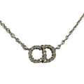Dior Necklace CD Logo Rhinestone Plated Silver