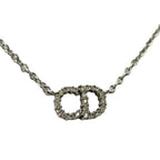 Dior Necklace CD Logo Rhinestone Plated Silver
