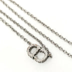 Dior Necklace CD Logo Rhinestone Plated Silver — view 6