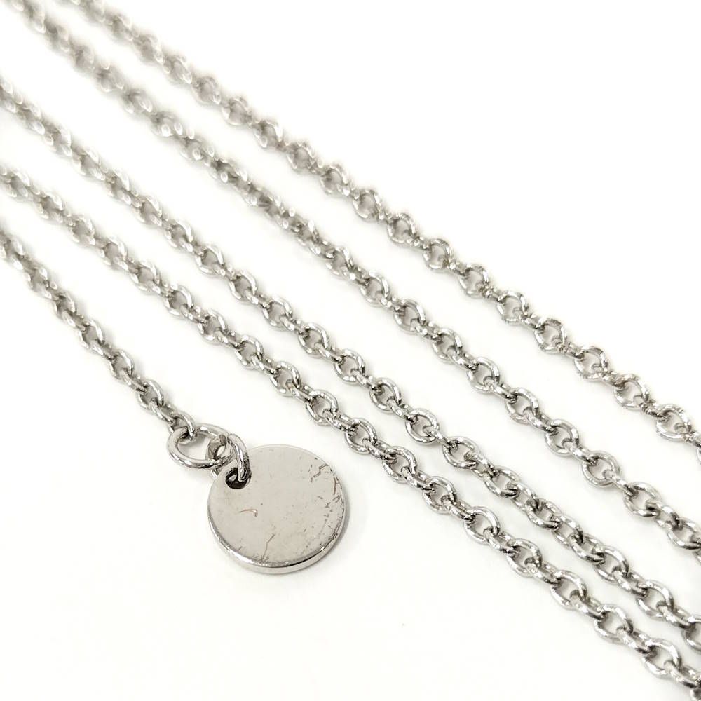 Dior Necklace CD Logo Rhinestone Plated Silver — view 9