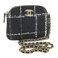 Chanel Chain Shoulder Bag CC Logo Tweed Black
