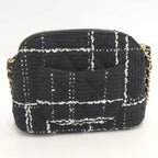 Chanel Chain Shoulder Bag CC Logo Tweed Black — view 2