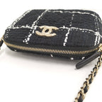 Chanel Chain Shoulder Bag CC Logo Tweed Black — view 7