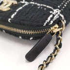 Chanel Chain Shoulder Bag CC Logo Tweed Black — view 5