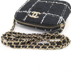 Chanel Chain Shoulder Bag CC Logo Tweed Black — view 6