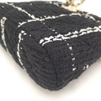Chanel Chain Shoulder Bag CC Logo Tweed Black — view 3