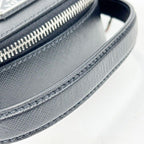Prada Shoulder Bag Triangle Logo Black Saffiano White Tag Silver — view 7
