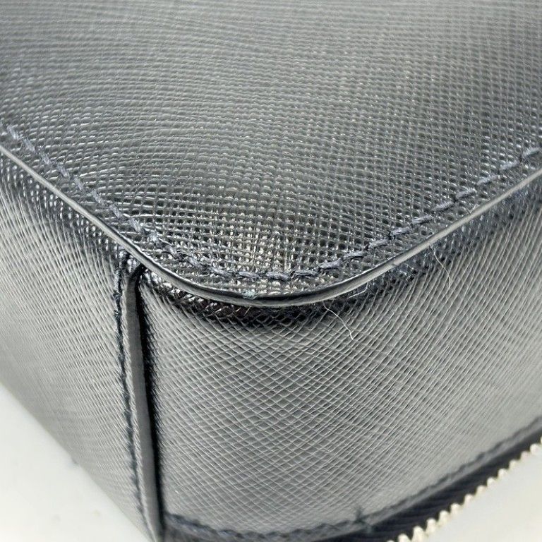 Prada Shoulder Bag Triangle Logo Black Saffiano White Tag Silver — view 4