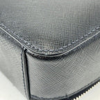 Prada Shoulder Bag Triangle Logo Black Saffiano White Tag Silver — view 4