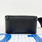 Prada Shoulder Bag Triangle Logo Black Saffiano White Tag Silver — view 3