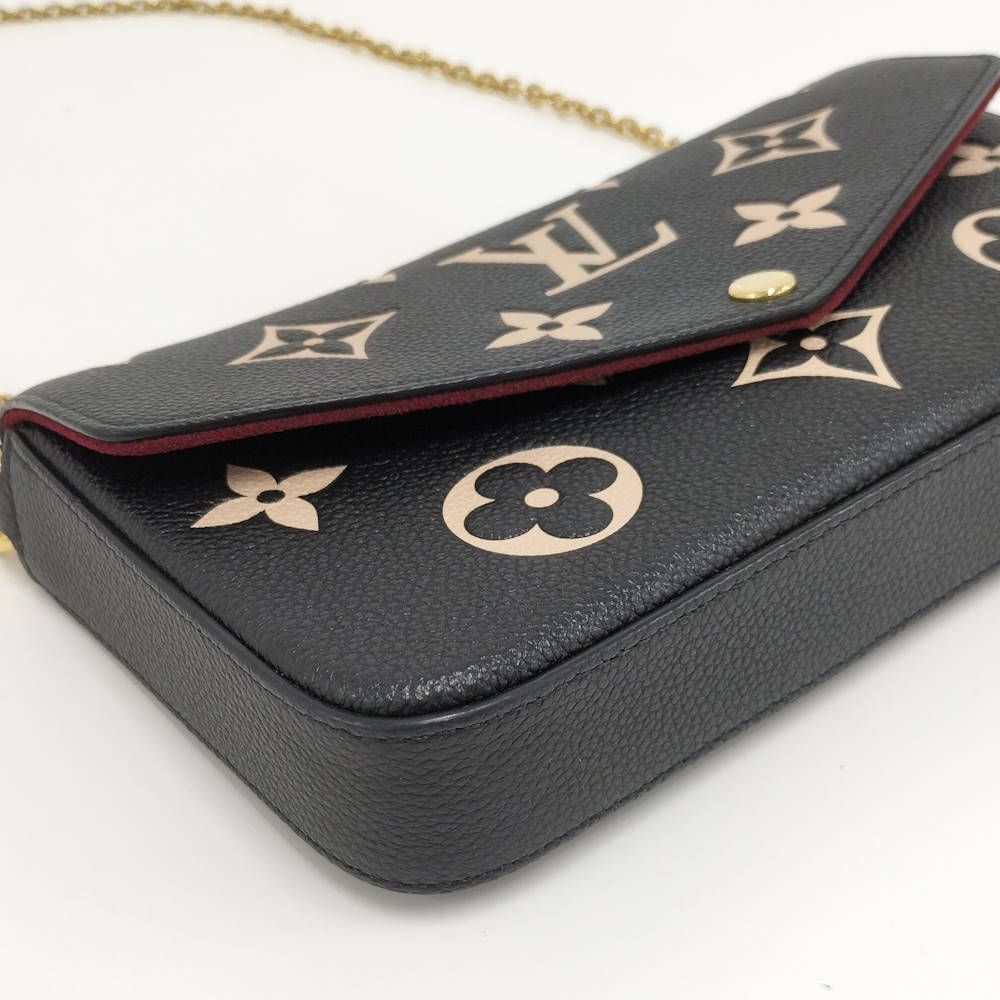 Louis Vuitton Pochette Felicie Chain Shoulder Bag Monogram Empreinte Black Beige — view 3