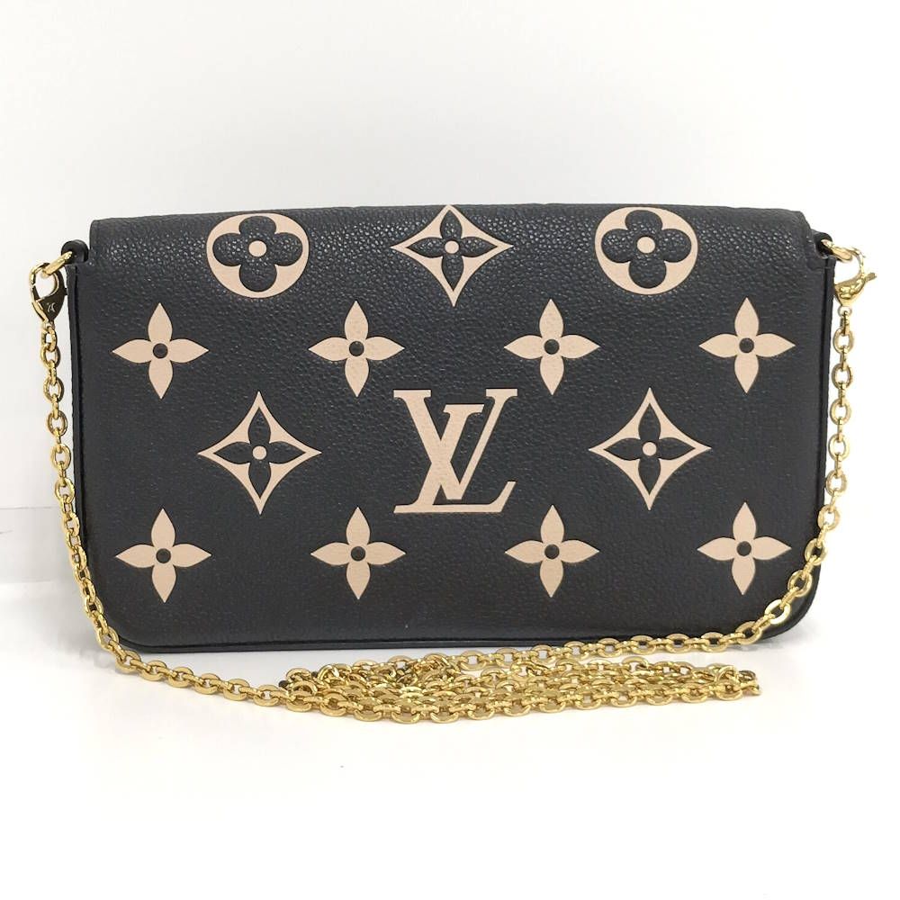 Louis Vuitton Pochette Felicie Chain Shoulder Bag Monogram Empreinte Black Beige — view 2