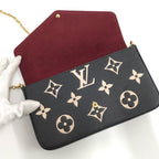 Louis Vuitton Pochette Felicie Chain Shoulder Bag Monogram Empreinte Black Beige — view 6