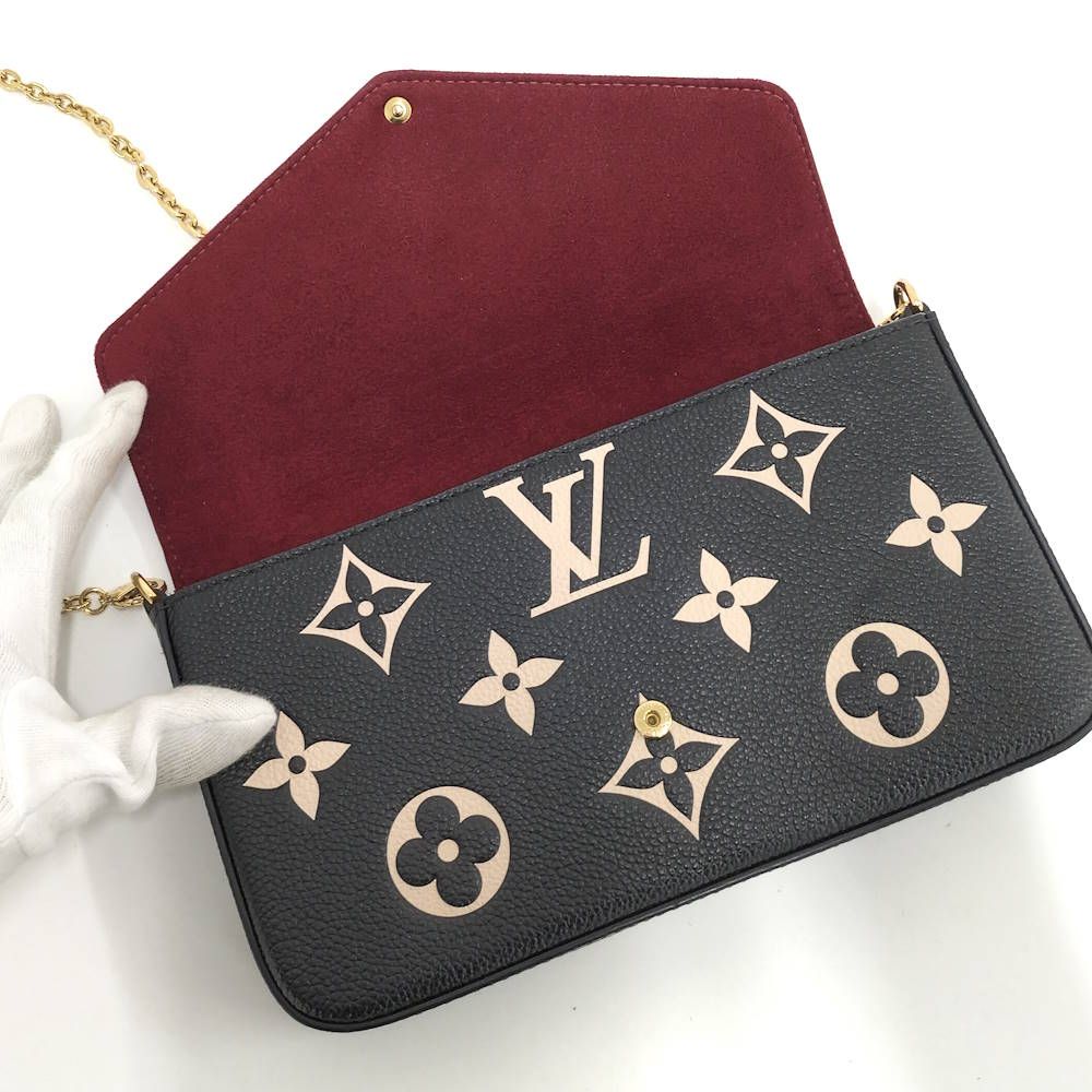 Louis Vuitton Pochette Felicie Chain Shoulder Bag Monogram Empreinte Black Beige — view 6