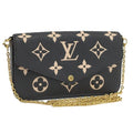 Louis Vuitton Pochette Felicie Chain Shoulder Bag Monogram Empreinte Black Beige