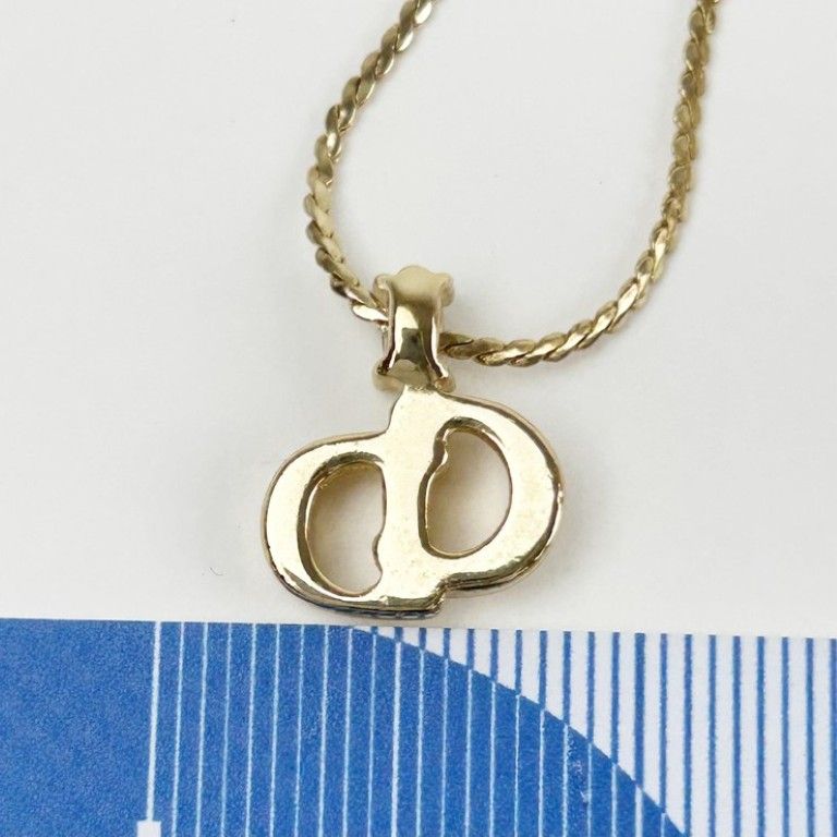 Dior Necklace CD Logo Gold Metal Rhinestone — view 3