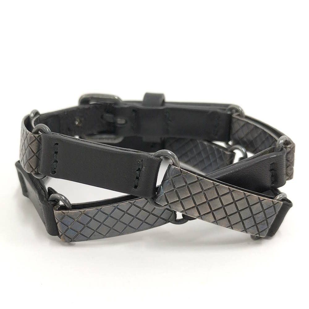 Bottega Veneta Bracelet Leather Black Silver — view 3