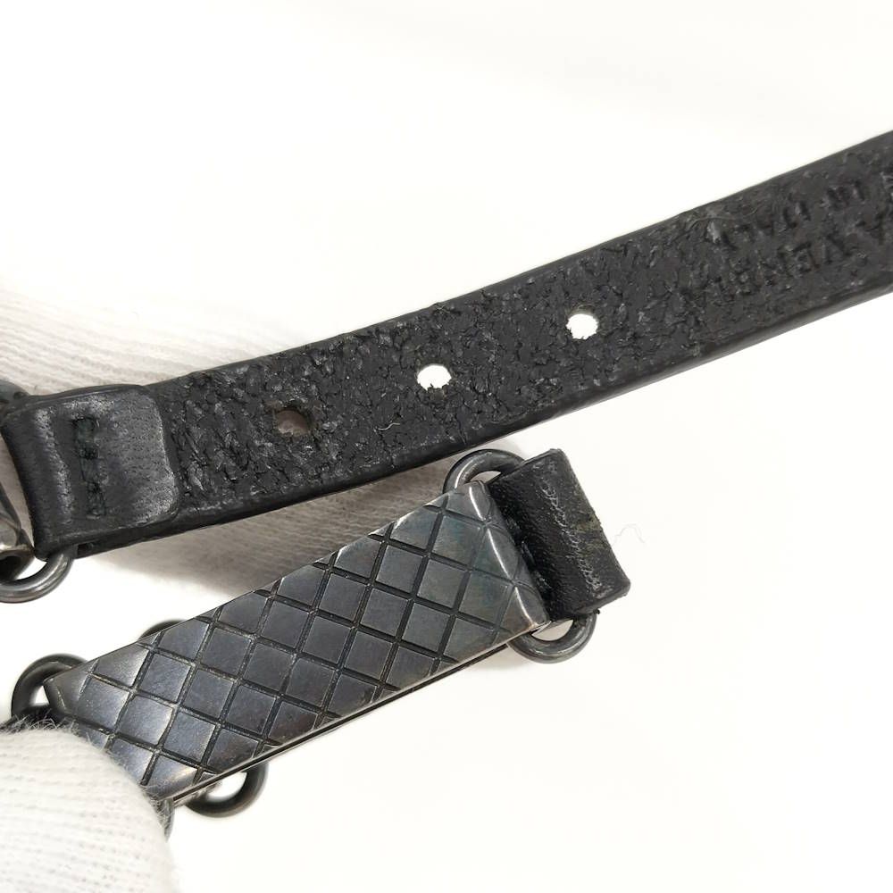Bottega Veneta Bracelet Leather Black Silver — view 7