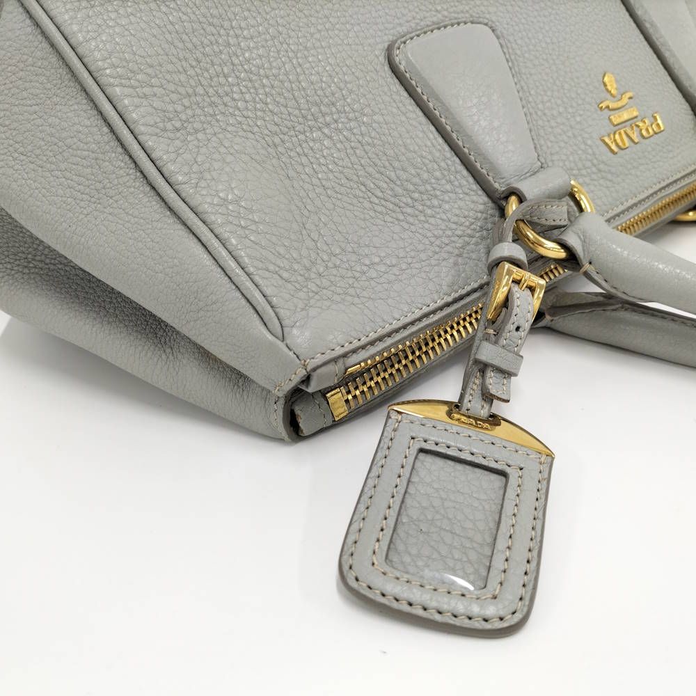 Prada Dyno Double Zipper Handbag Leather Gray — view 6