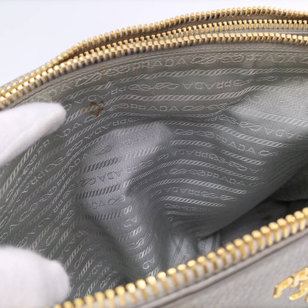 Prada Dyno Double Zipper Handbag Leather Gray — view 8