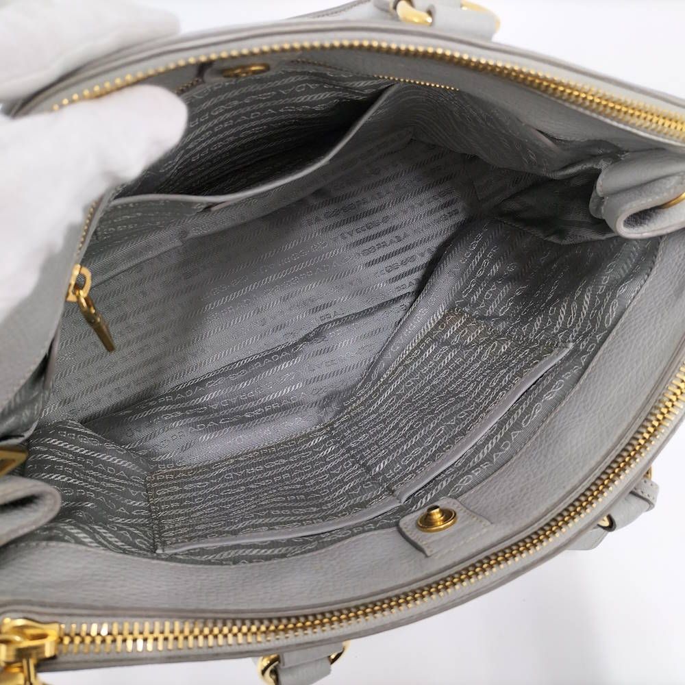 Prada Dyno Double Zipper Handbag Leather Gray — view 9