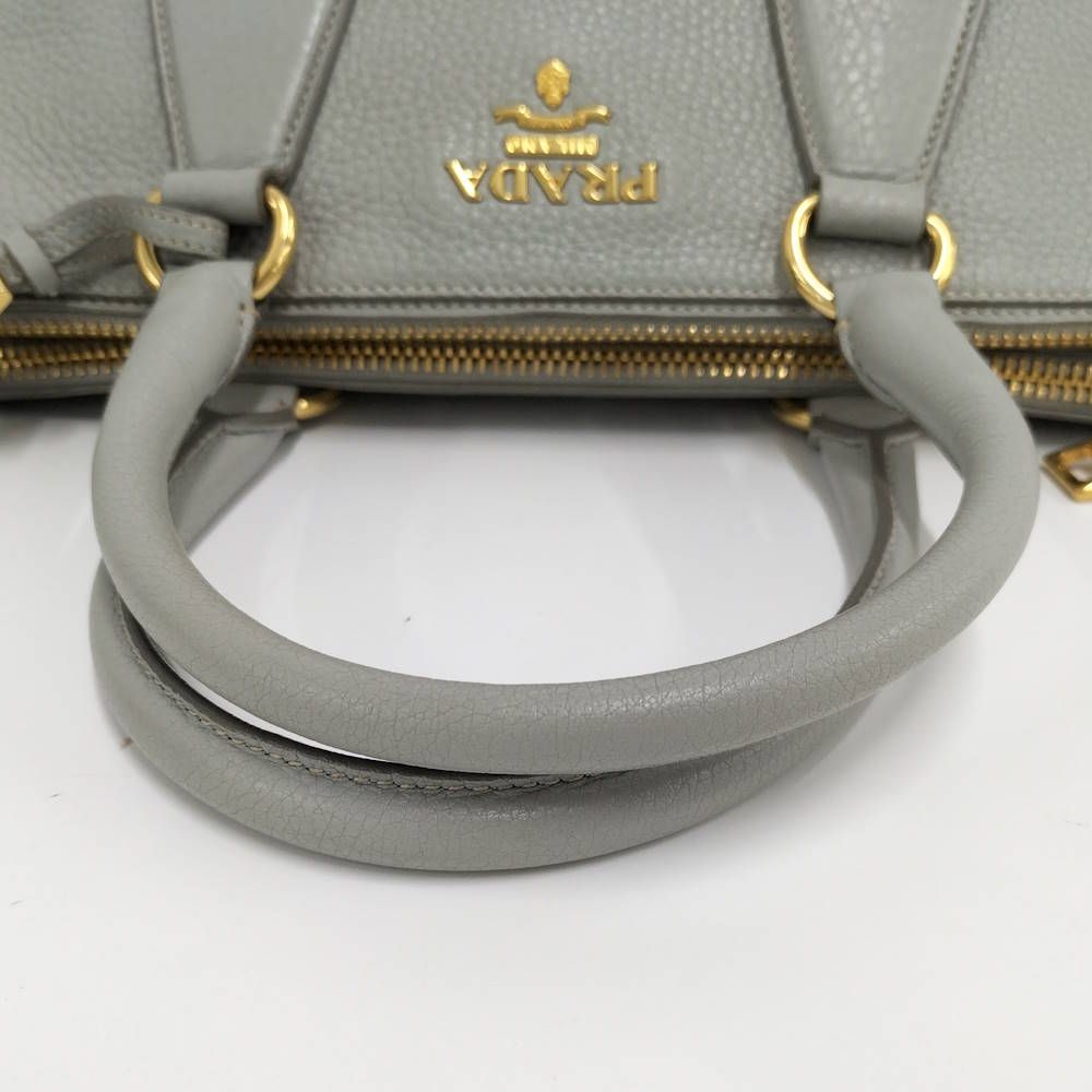 Prada Dyno Double Zipper Handbag Leather Gray — view 7