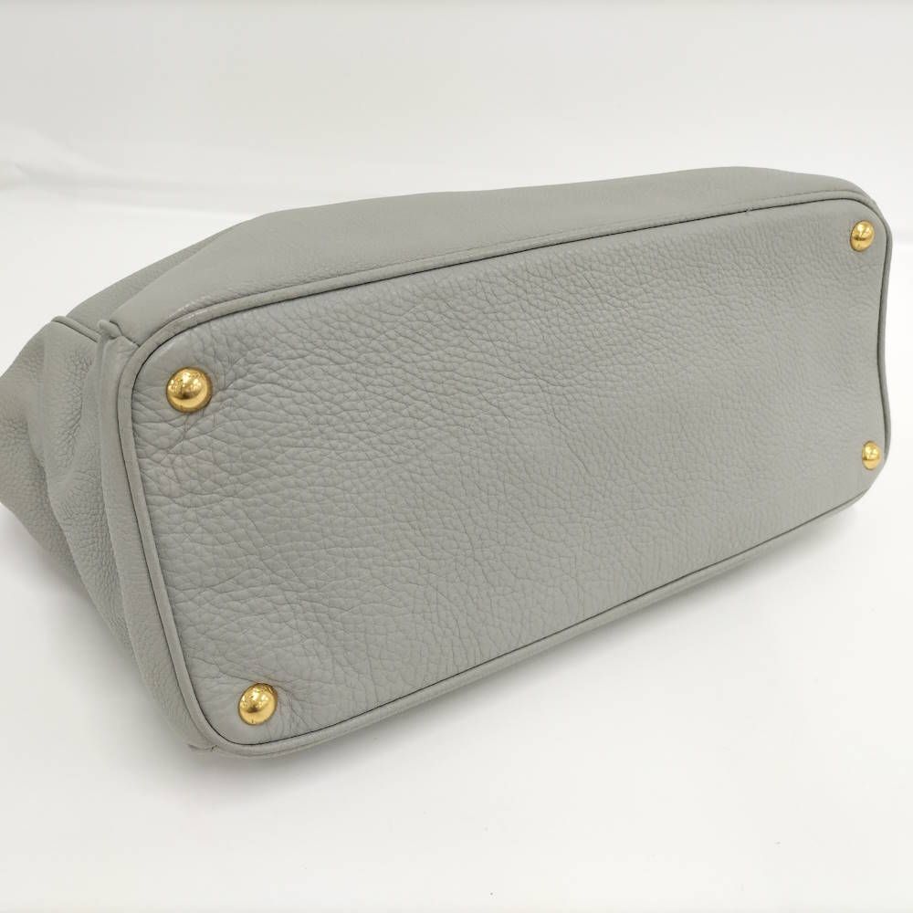 Prada Dyno Double Zipper Handbag Leather Gray — view 4