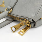 Prada Dyno Double Zipper Handbag Leather Gray — view 5