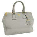 Prada Dyno Double Zipper Handbag Leather Gray