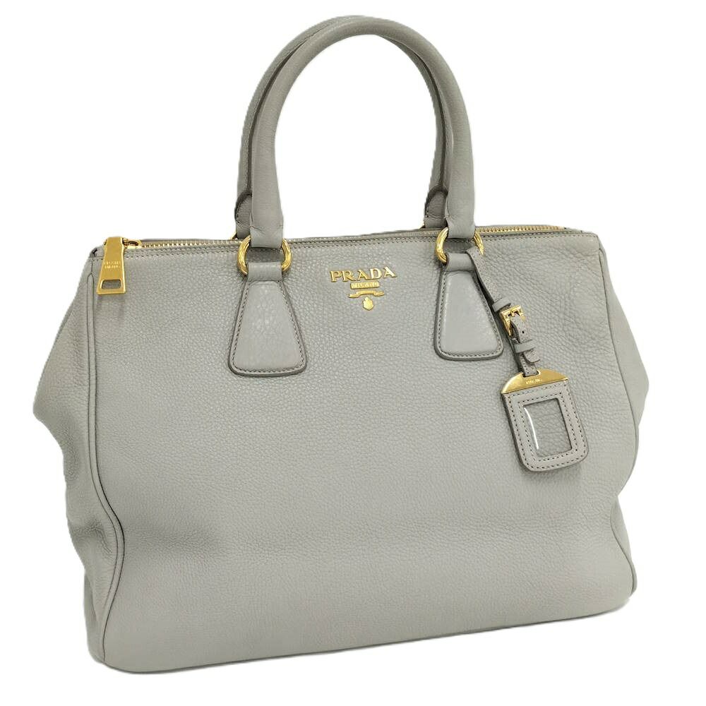 Prada Dyno Double Zipper Handbag Leather Gray
