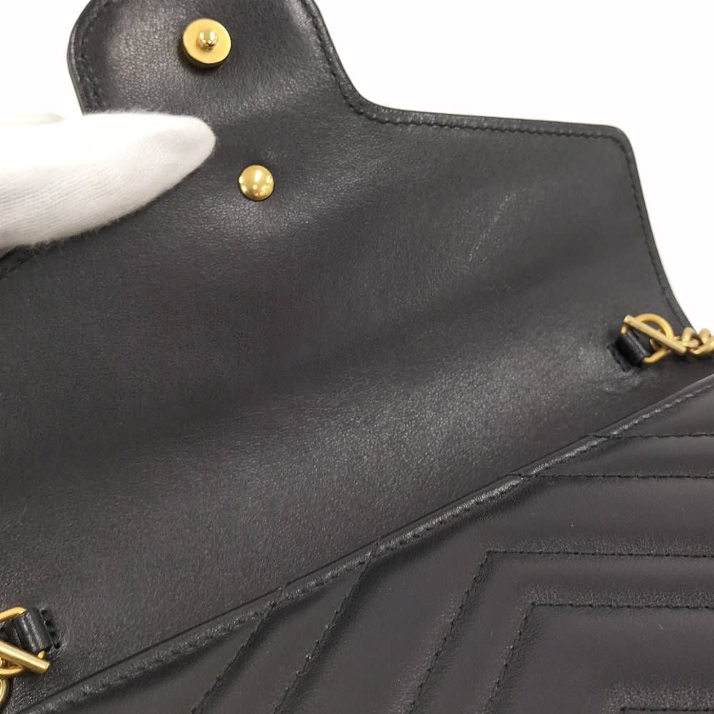 Gucci GG Marmont Chain Wallet Leather Black Shoulder — view 7