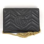 Gucci GG Marmont Chain Wallet Leather Black Shoulder — view 2