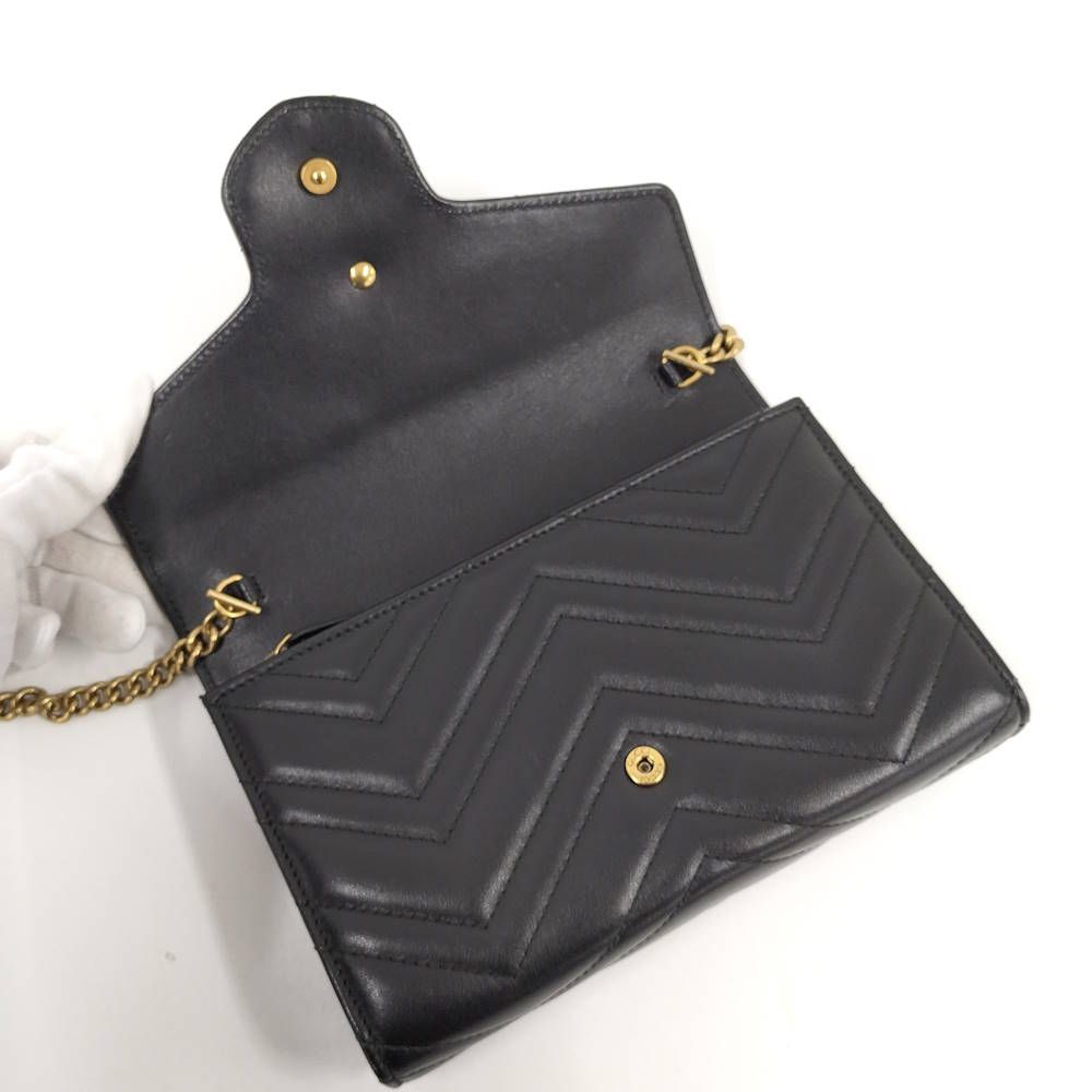 Gucci GG Marmont Chain Wallet Leather Black Shoulder — view 6