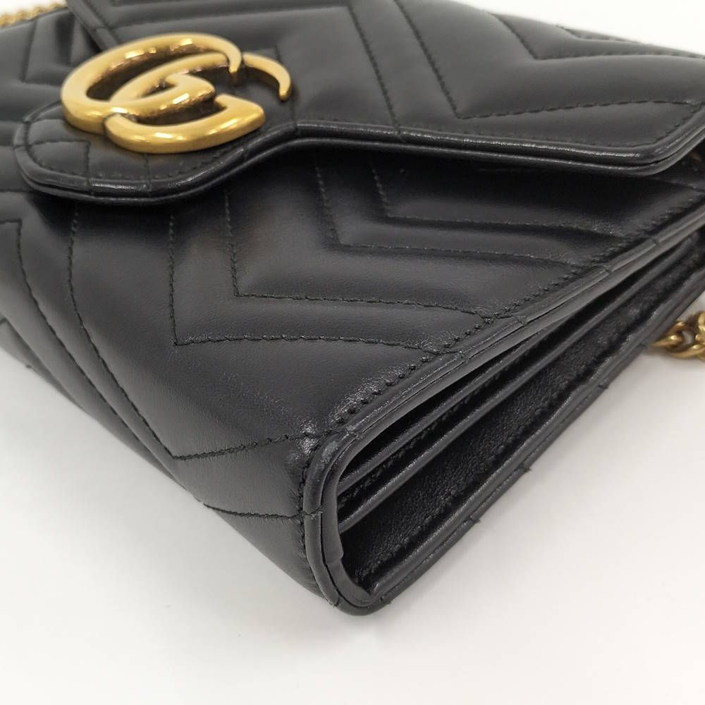 Gucci GG Marmont Chain Wallet Leather Black Shoulder — view 3