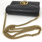 Gucci GG Marmont Chain Wallet Leather Black Shoulder — view 5