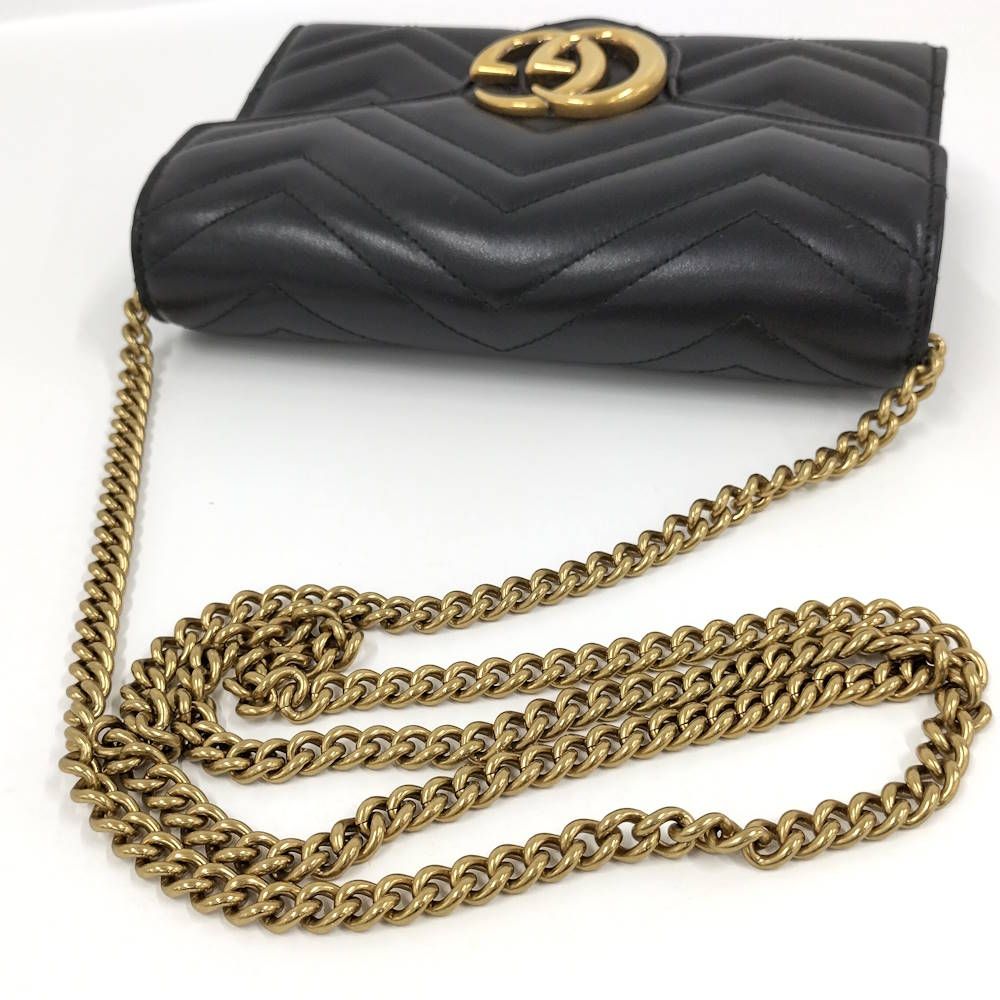 Gucci GG Marmont Chain Wallet Leather Black Shoulder — view 5
