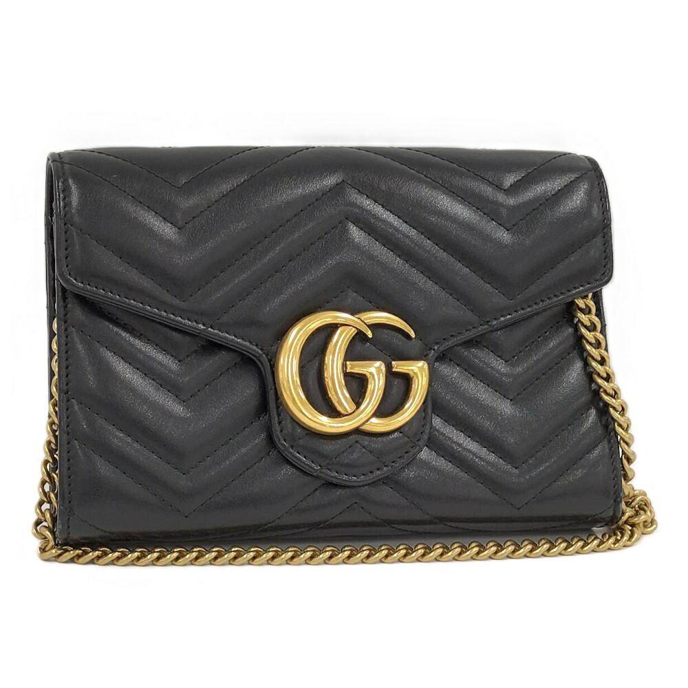 Gucci GG Marmont Chain Wallet Leather Black Shoulder