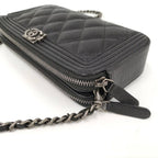 Chanel Boy Chain Wallet Leather Black Shoulder — view 5