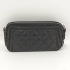Chanel Boy Chain Wallet Leather Black Shoulder — view 2