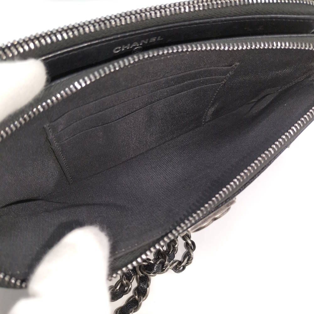Chanel Boy Chain Wallet Leather Black Shoulder — view 7